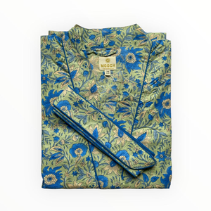 Cotton Dressing Gown / Robe - Ebrington Sage (one size)
