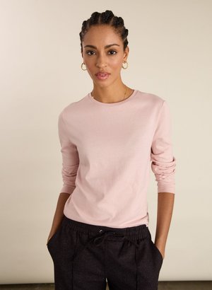 Ainsley Organic Cotton Crew Neck Top - UK 08 | EU 34 | US 04 / Powder Pink