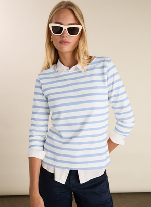 Ashley Organic Cotton Top - UK 12 | EU 38 | US 08 / Soft White & Ice Blue