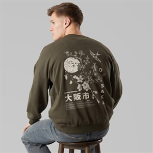THREADBARE Mens Kagawa Sweatshirt Dark Khaki