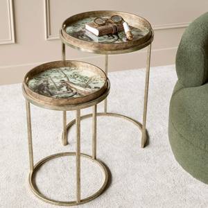 Libra Monkey Jungle Set Of 2 Side Tables In Antique Gold
