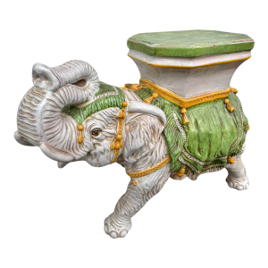 1960s Vintage Italian Terracotta Elephant Plant Stand Statue