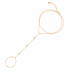 Evil Eye Sterling Silver Hand Chain - Gold (one size)