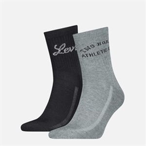 Levi's Mens Short Cut Saloon Logo Two Pack Socks Black/Grey