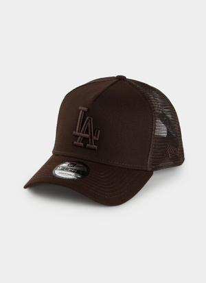 New Era MLB 9Forty A-Frame LA Dodgers Burnt Wood Trucker Snapback Cap