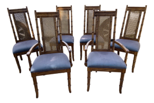 1950’s Hollywood Regency Cane Bamboo Dining Chairs - Set of 6