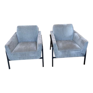 Pair of Holly Hunt Stilt Coupe Lounge Chairs