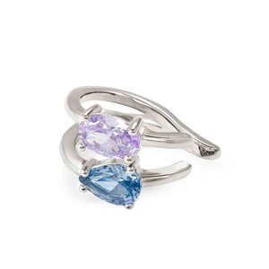 Colour Wave Aurora Silver & Mixed Zirconia Ear Cuff