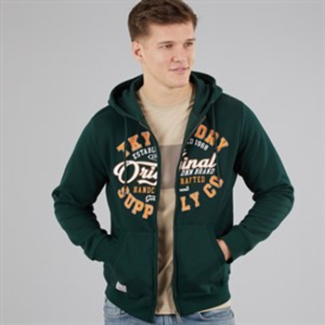Tokyo Laundry Mens Ripon Zip Through Hoodie Green