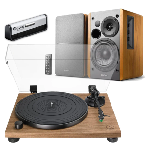 Audio-Technica AT-LPW40WN Turntable + Edifier R1280DB Active Bluetooth Speakers - Maple