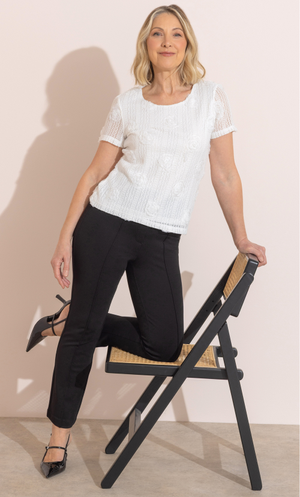 Anna Rose Straight Leg Ponte Trousers - Black