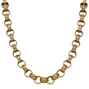Pre-Owned 9ct Gold 29" Patterned & Polished Belcher Chain 97g