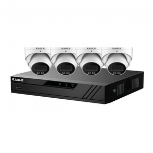 CV-8IP-4DOME-2TB-W Eagle POE 8 Channel 4K 2TB NVR with 4x 4MP Full Colour Turret Cameras in White