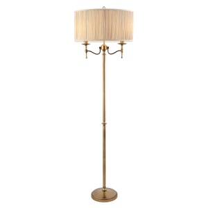 63620 Stanford Antique Brass Floor Lamp Beige Shade