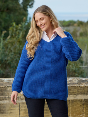 Violet Knitted Jumper - Cobalt