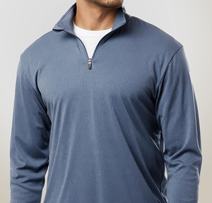 AllPro Pro-Lock UPF 50 Quarter Zip Performance Shirt - Printed - Heather Navy