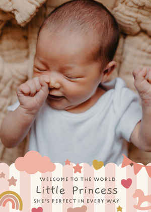 Little Princess New Baby Photo Upload Card