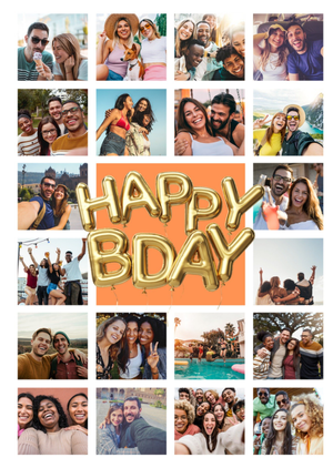 Gold Balloon Photo Upload Birthday Card