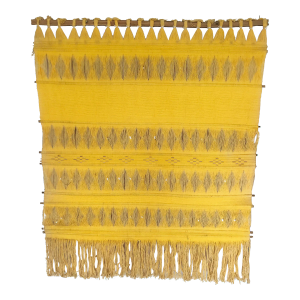 Vintage Mustard Yellow Ochre Woven Macrame Fringe Wall Hanging Tapestry Textile Art