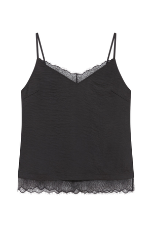 Nightbird Lace Trim Black Cami Top (S)