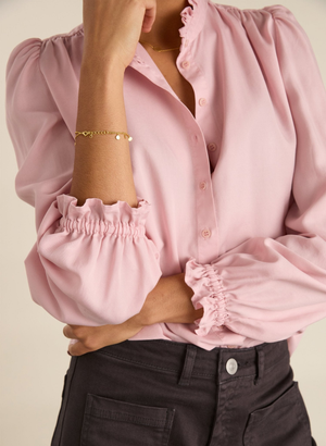 Tara Frill Neck Blouse - UK 10 | EU 36 | US 06 / Pastel Pink
