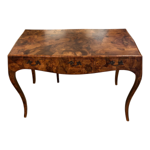 Oyster Wood Writing Desk With Cabriole Legs