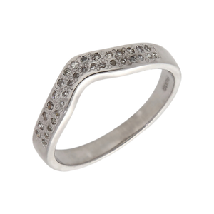 Pre-Owned Platinum Diamond Set Wave Wishbone Ring