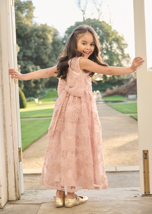 Louise Blush Embellished Bow Back Dress