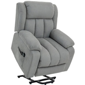 HOMCOM Power Lift Recliner Chair with Vibration Massage, Lift Chair for Elderly with Footrest, Remote, Side Pocket, Light Grey