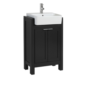 Milano Aston - Black Grey 550mm Traditional Vanity Unit with Basin and Chrome Modern Finger Pull Handles