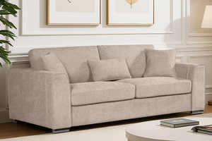 Woven Chenille Beige 3 Seater Sofa LOGAN