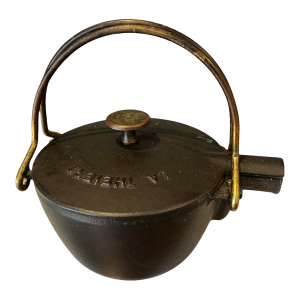 Vintage Staub "La Théiére" French Cast Iron Teapot With Brass Handles
