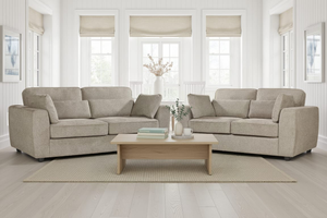 Beige Chenille Fabric 3 + 2 Seater Sofa Set ALFIE