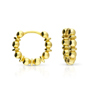 Signature Gold Plated Bead & Disc Hoop Earrings
