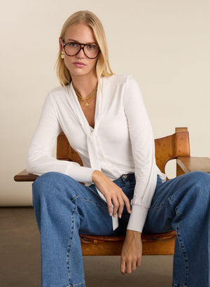 Carina Tie Neck Blouse - UK 12 | EU 38 | US 08 / Pure White