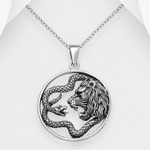 Signature Silver Lion & Snake Pendant