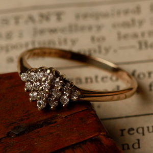 Pre-Owned Vintage 1984 9ct Yellow Gold Diamond Cluster Ring