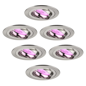 Smart LED Einbaustrahler Edelstahl - Tokyo - Smart WiFi - Dimmbar - RGB+CCT - 6 Pack