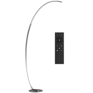 HOMCOM Lámpara de Pie Forma Arco con Brillo y Temperaturas de Color Ajustables 3000K-6500K Mando a Distancia Magnético Plata