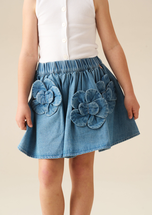 Eden 3D Flower Denim Skirt