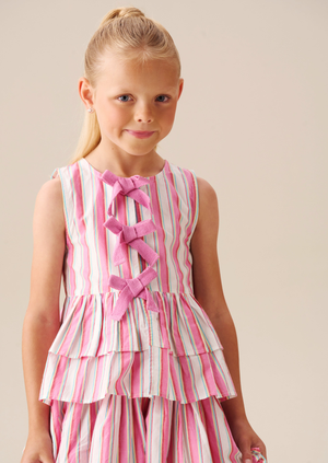 Tammy Stripe Tie Front Waistcoat Top