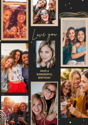Love You Have A Wonderful Birthday Photo Upload Collage Card
