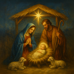 Traditional Nativity Scene Religious Christmas Card