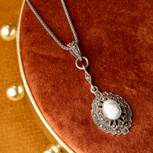 Signature Silver Marcasite & Opalite Necklace