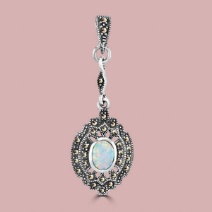 Signature Silver Marcasite & Opalite Pendant
