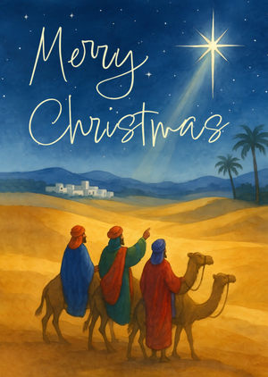 Traditional Three Wise Men Illustrated Christmas Card