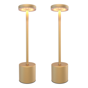 2x Lampe de Table Sans Fil – Or – IP20 – Rechargeable - Dimmable – CCT – 3600 mAh Batterie - Luna