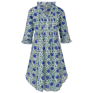 Annabel Cotton Tunic In Blue & Green Vine (XXL)