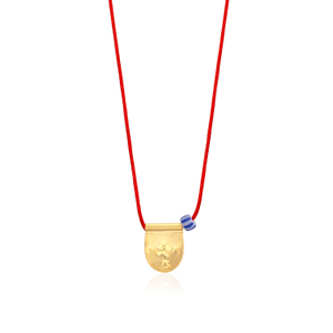 Red String Necklace With Gold Charm