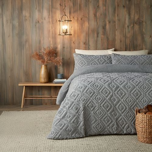 KING SIZE DUVET COVER Fusion Geo Fleece Grey
